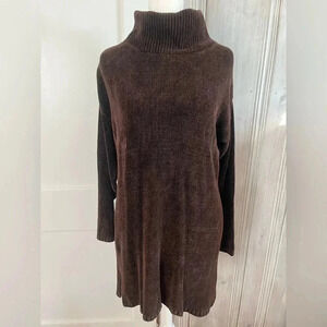 VTG 90s BLOOMINGDALES Brown tunic chenille pull over Turtleneck|S old money